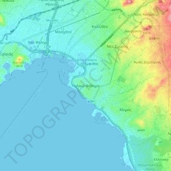 Palaio Faliro topographic map, elevation, terrain