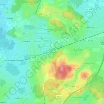 Lanzenhofen topographic map, elevation, terrain