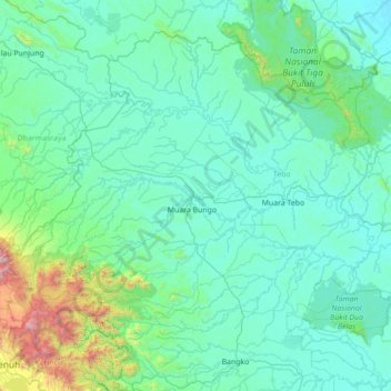 Bathin III topographic map, elevation, terrain