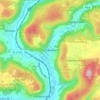 Eschenbach topographic map, elevation, terrain