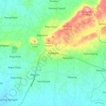 Omben topographic map, elevation, terrain