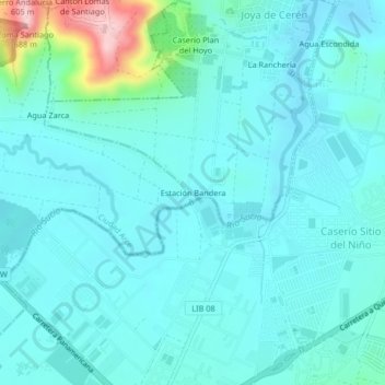 Estación Bandera topographic map, elevation, terrain