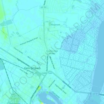 Country Club Estates topographic map, elevation, terrain