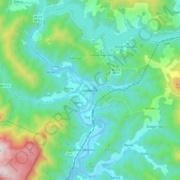 Jablanica topographic map, elevation, terrain