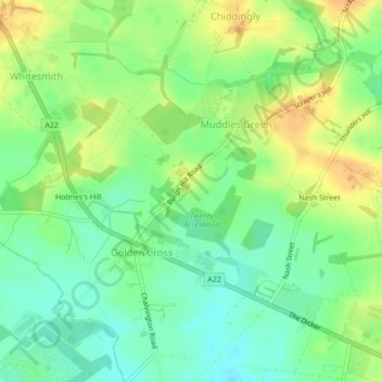 Burgh Hill topographic map, elevation, terrain