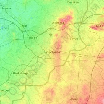 Enschede topographic map, elevation, terrain