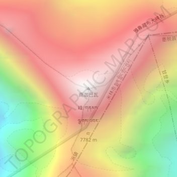 Namcha Barwa topographic map, elevation, terrain