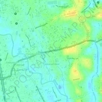 Vazhakkala topographic map, elevation, terrain