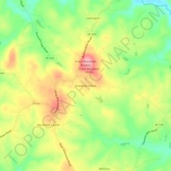 Chestnut Grove topographic map, elevation, terrain