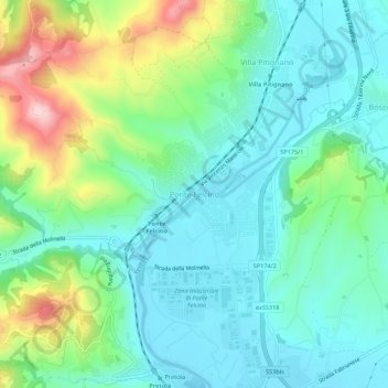 Ponte Felcino topographic map, elevation, terrain