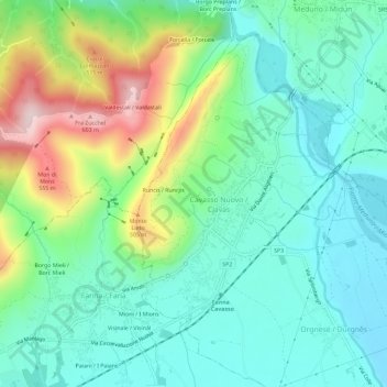 Borgo Dreon topographic map, elevation, terrain