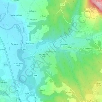 Les Suchères topographic map, elevation, terrain