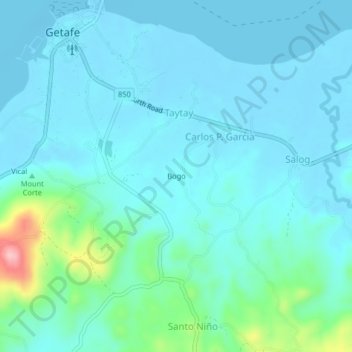Bogo topographic map, elevation, terrain