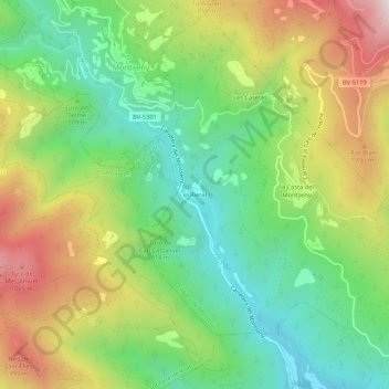 el Rieral topographic map, elevation, terrain