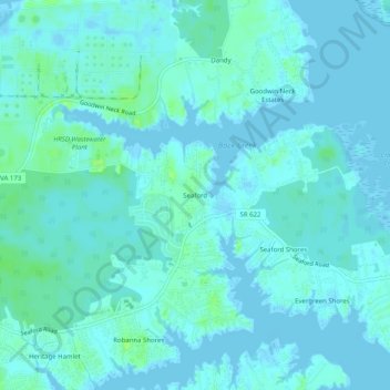 Seaford topographic map, elevation, terrain