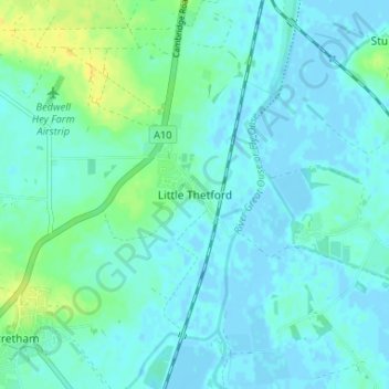 Little Thetford topographic map, elevation, terrain