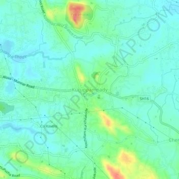 Kuruppampady topographic map, elevation, terrain