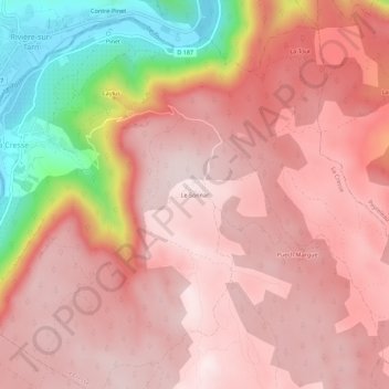 Le Sonnac topographic map, elevation, terrain