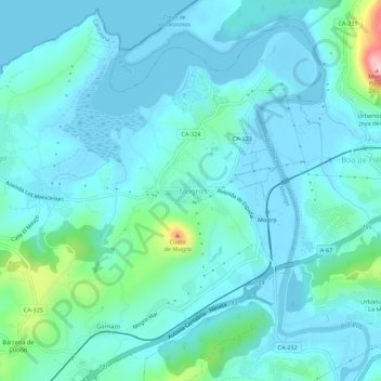 Mogro topographic map, elevation, terrain