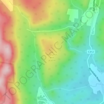 Rowlands Hill topographic map, elevation, terrain