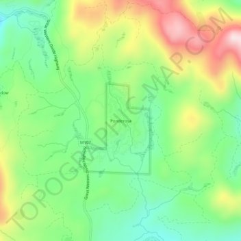 Ponderosa topographic map, elevation, terrain