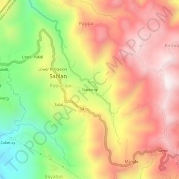 Sabdang topographic map, elevation, terrain