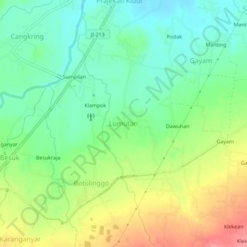 Lumutan topographic map, elevation, terrain