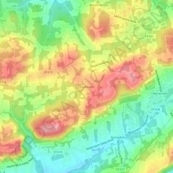 Coontown topographic map, elevation, terrain