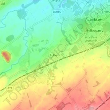 Polbeth topographic map, elevation, terrain