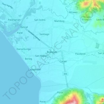 Botolan topographic map, elevation, terrain