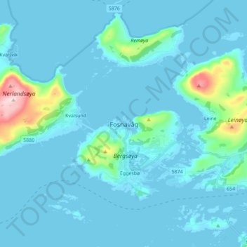 Fosnavåg topographic map, elevation, terrain