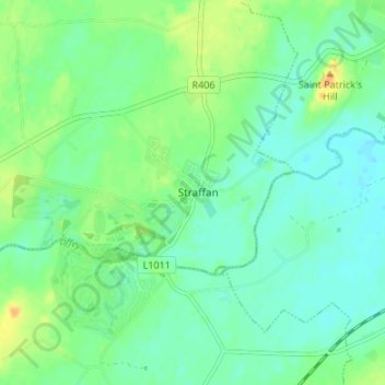 Straffan topographic map, elevation, terrain
