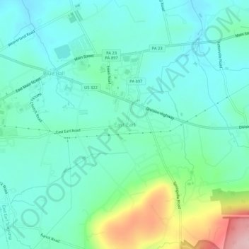 East Earl topographic map, elevation, terrain