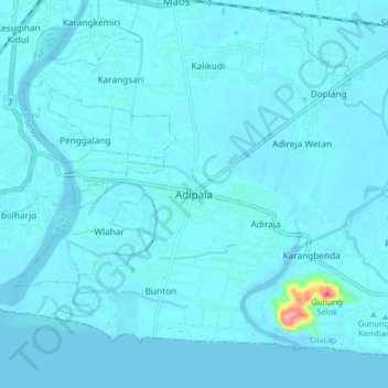 Adipala topographic map, elevation, terrain