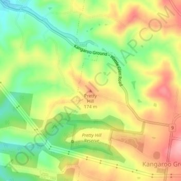Pretty Hill topographic map, elevation, terrain