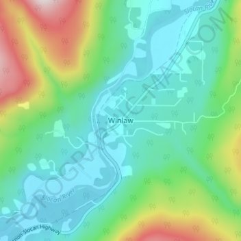 Winlaw topographic map, elevation, terrain