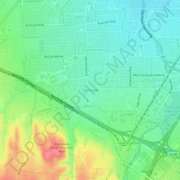 San Tomas topographic map, elevation, terrain