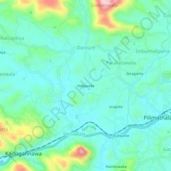 Haliyadda topographic map, elevation, terrain