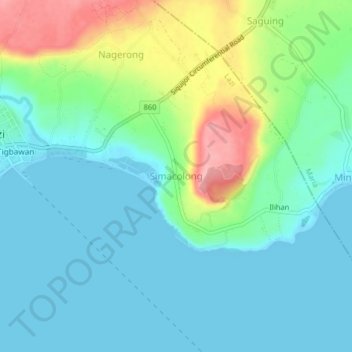 Simacolong topographic map, elevation, terrain