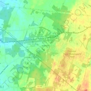 Jamestown topographic map, elevation, terrain