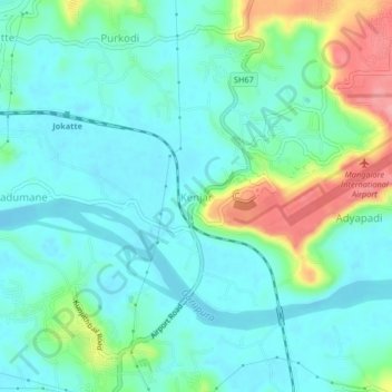 Kenjar topographic map, elevation, terrain