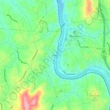 Craggy topographic map, elevation, terrain