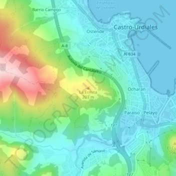 La Ermita topographic map, elevation, terrain