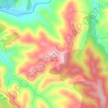 Jogo topographic map, elevation, terrain