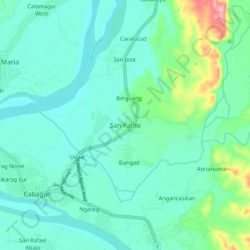 San Pablo topographic map, elevation, terrain