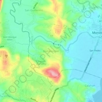 Bombongan topographic map, elevation, terrain