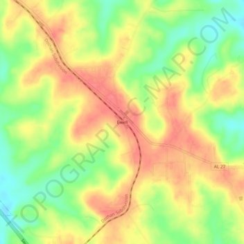 Ewell topographic map, elevation, terrain