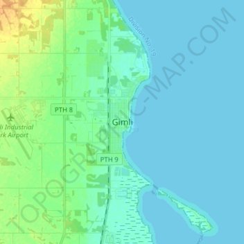 Gimli topographic map, elevation, terrain