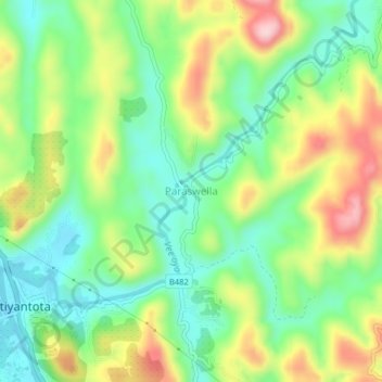 Paraswella topographic map, elevation, terrain