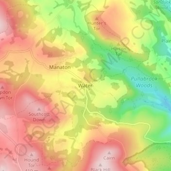 Water topographic map, elevation, terrain